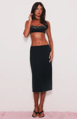 Honey Glow Midi Skirt Black from White Fox