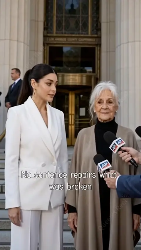 White double-breasted trouser suit and a taupe cape, in The Maid's Daughter Played Queen, Until the Real Heiress Returns