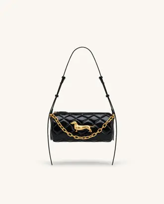 Lucienne Dachshund Quilted Chain Shoulder Bag - Black from JW PEI