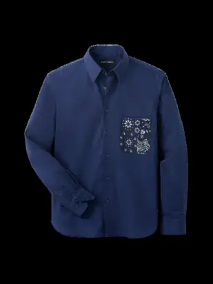 Cotton Solid Point Collar Casual Shirt - Navy from Paul Fredrick