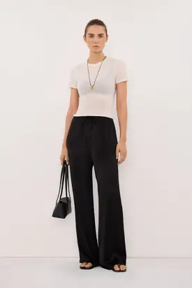 MYA BLACK SATIN PANT from Dissh