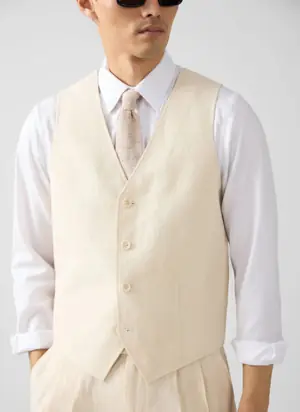 Tailored Waistcoat | Linen | Cream from Percival