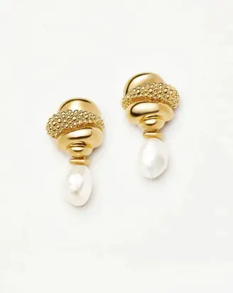 Pearl Baya Charm Drop Earrings | 18ct Gold Plated/Pearl from Missoma