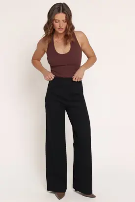 Perfect Ponte Wide Leg Pants - Black from Petal & Pup