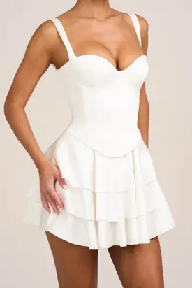 Satin Corset Mini Dress in White from Oh Polly