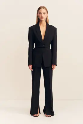 IRENA HOURGLASS SINGLE BREASTED BLAZER WITH BELT - BLACK from Shona Joy