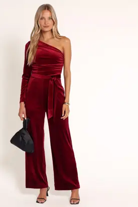 Lindie Jumpsuit - Ruby Red Velvet from Petal & Pup