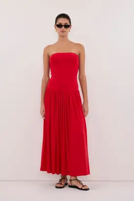 AVEN RED BANDEAU MAXI DRESS from Dissh