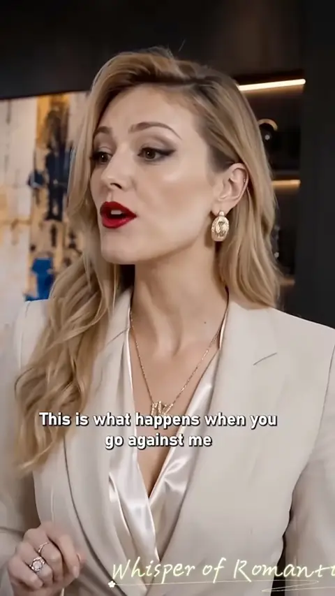Beige blazer, champagne satin blouse and gold jewellery, in Married Into a Wealthy Family by Mistake