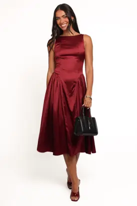 Katelyn Midi Dress - Burgundy from Petal & Pup