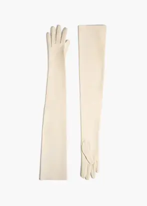 Remo Long Gloves in Cream Leather from KHAITE