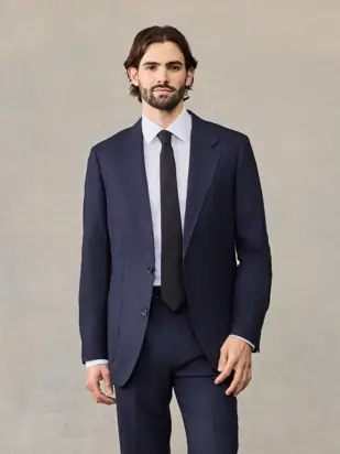 Navy Plaid Wool Suit Jacket from The Black Tux