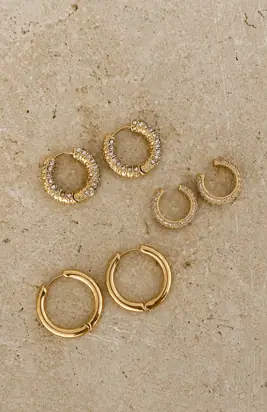 Winston Hoop Earring Set Gold from White Fox