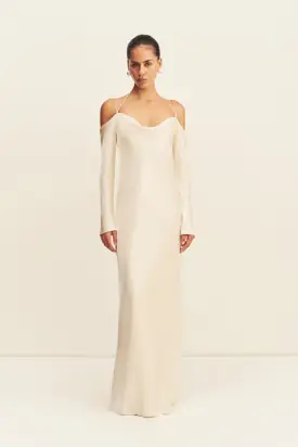 LA LUNE OFF SHOULDER TIE MAXI DRESS - CREAM from Shona Joy