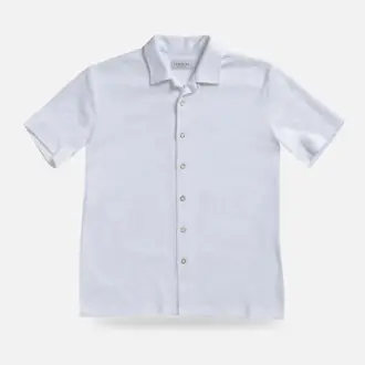 The White Clancy Terry Cloth Camp Collar Custom Shirt from Ledbury