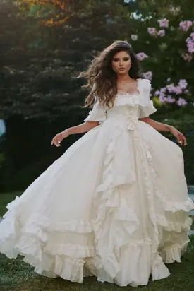 The Ivory Silk Organdy Antoinette Gown from Selkie