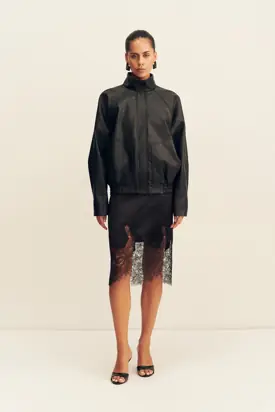 KENNEDY FUNNEL NECK FAUX LEATHER JACKET - BLACK from Shona Joy