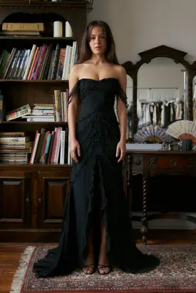Cascading Ruffle Gown Lined in Noir from Mirror Palais