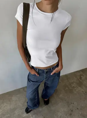 Prestige Longline Baby Tee Ivory from Princess Polly