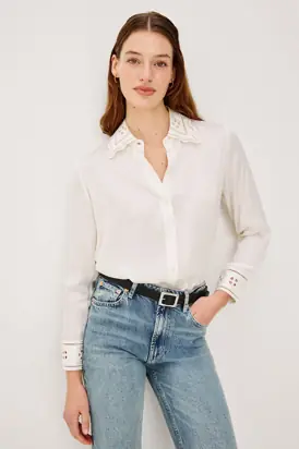 CLARISE SHIRT - IVORY EYELET from Rails