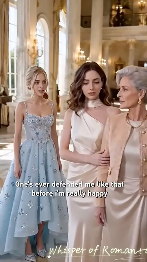 Light blue floral appliqué gown with silver flats, in The Real Heiress Takes What's Hers