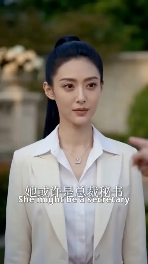 Cream blazer over a white shirt, still at 44:30 in The Bride They Mocked Owns Their Bank