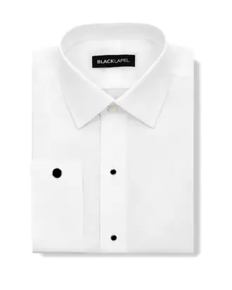 Easy-Care White Fine Twill Tux Shirt from Black Lapel
