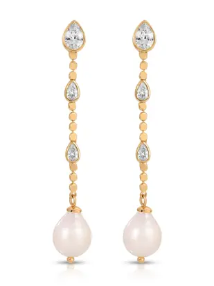 Droplet Crystal and Pearl Earring from Ettika