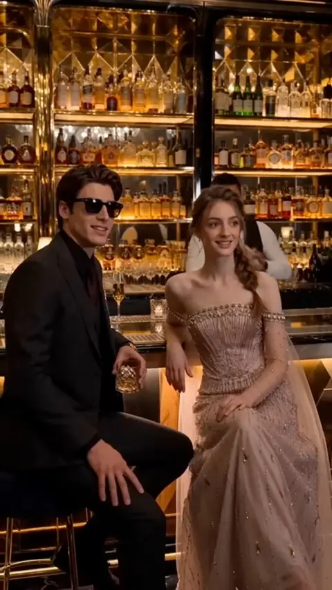 Black suit with black shirt and black rectangle sunglasses, in Romance With the Runaway Film Emperor