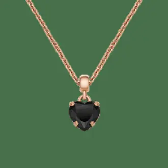 Heart Crystal Black Rose Gold Charm + Chain Necklace RG from Daniel Wellington