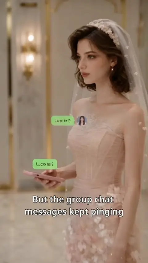 Blush lace floral strapless wedding gown and veil, still at 14:20 in Canceled Wedding as a Prank, She Married the Mafia Godfather