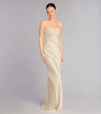 Carrie Satin Sequin Lace-Up Formal Dress from Windsor