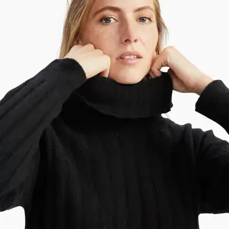 Cashmere Relaxed Ribbed Turtleneck from Naadam