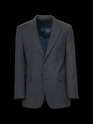 Charcoal/Blue Wool Blend Mini Check Single Breasted Peak Lapel Suit Jacket - Charcoal/blue from Paul Fredrick