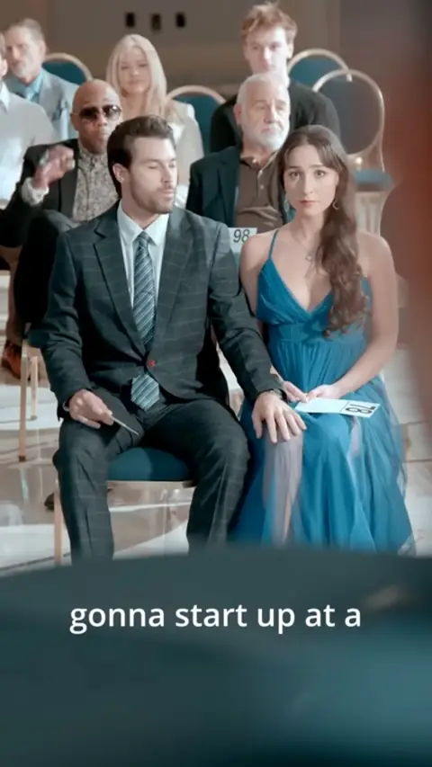 Teal chiffon maxi dress and a check suit, still at 23:32 in Always Been Mine