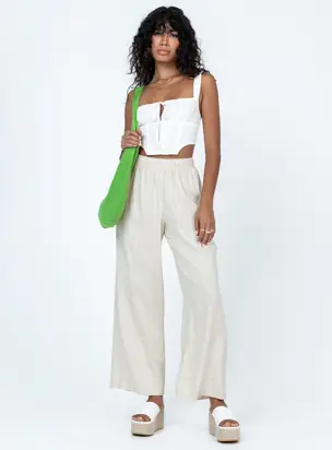 Louis Linen Blend Pants Beige from Princess Polly
