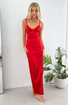 Freesia Red Formal Maxi Dress from Beginning Boutique