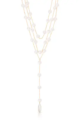 Pearl Coin Layered Lariat Necklace from Ettika