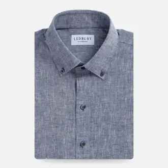 The Navy Blue Sandoval Oxford Chambray Custom Shirt from Ledbury