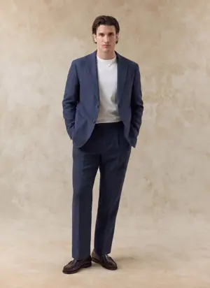 Tailored Blazer | Linen | Navy from Percival