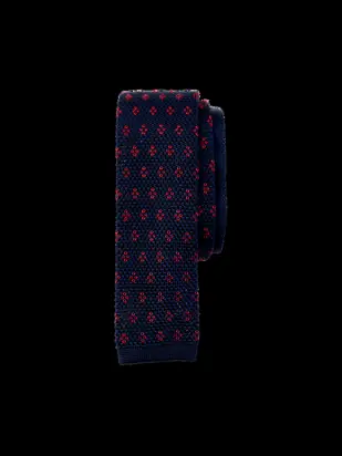 Dot Knit Silk Tie - Navy/red from Paul Fredrick