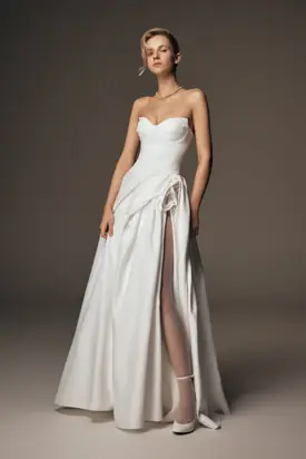 Elizabeth Strapless Corset Maxi Dress - White from MESHKI