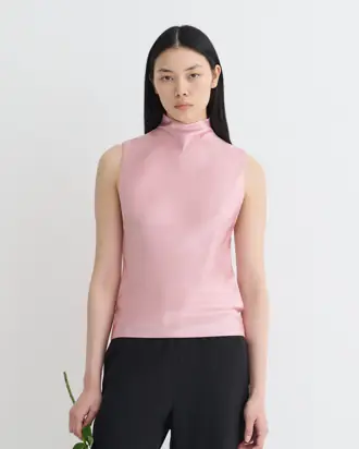 Colson - Slip Satin Turtleneck Top - Pink from Nanushka