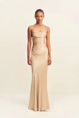 LA LUNE LACE BACK MAXI DRESS - GOLD from Shona Joy