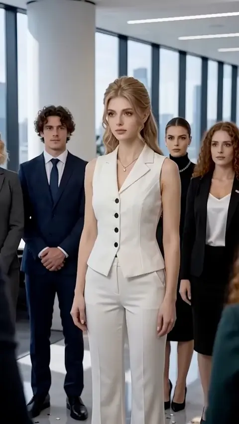 Ivory sleeveless waistcoat with matching wide-leg trousers, in I Hid My Billionaire Identity for My Husband, Until His Betrayal