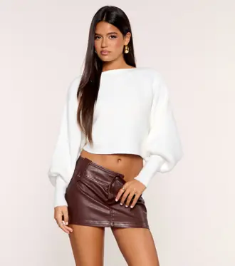 Cozy Curve Ribbed Dolman Sleeve Crop Sweater from Windsor