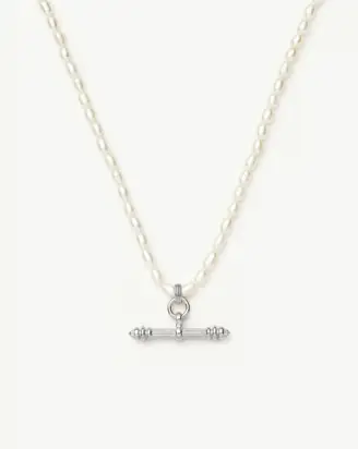 Harris Reed Pearl T-Bar Necklace | Silver Plated/Pearl from Missoma