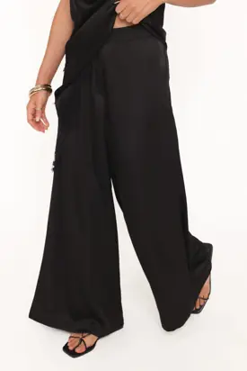 Clara Wide Leg Tailored Pant - Black from Petal & Pup