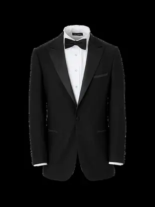 Wool Stretch Single Breasted Peak Lapel Tuxedo Jacket - Black from Paul Fredrick