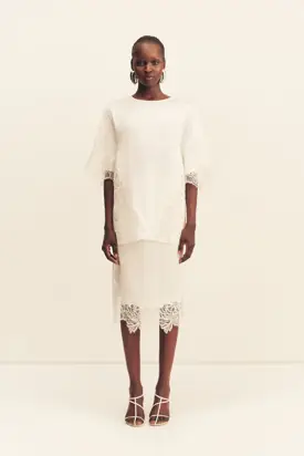 ENIKO LACE SPLIT MIDI SKIRT - IVORY from Shona Joy